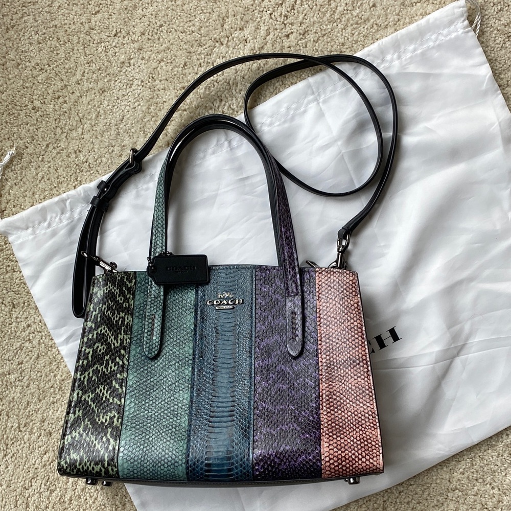 COACH Multicolor Python-Print Satchel in Green Te… - image 2